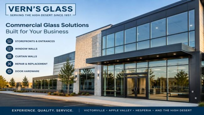Commercial Glass Solutions for High Desert Businesses Storefronts, Entrances, Window Walls and More
